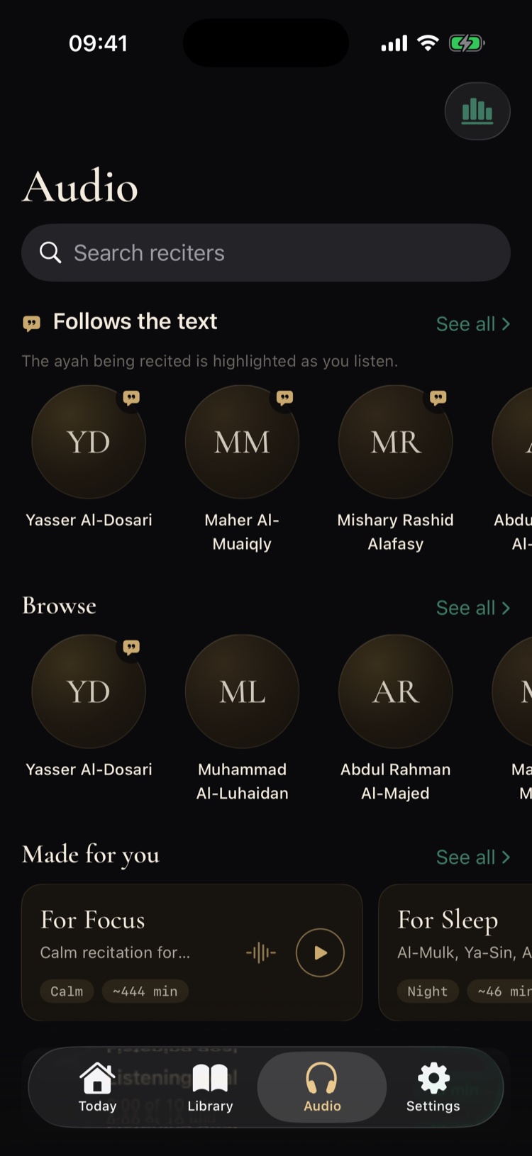 Hafiz — Audio, reciters and calm background sounds